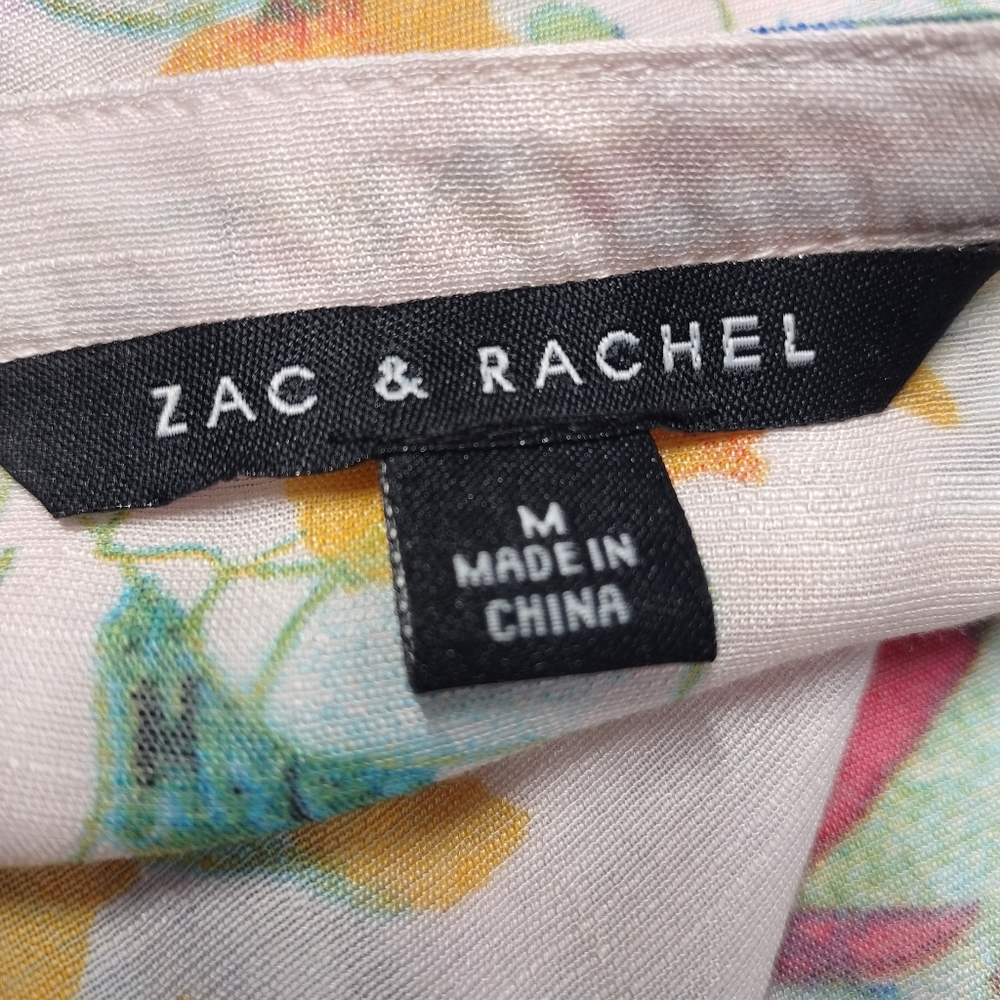 Zac & Rachel Women's Multi Color Floral Print Blouse Lace Trimmed Long Sleeve M - Picture 9 of 10